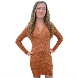OBEY WORLDWIDE Pretty Fancy Orange Fall Dress NWT